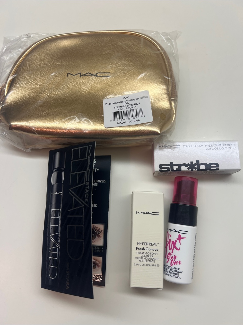 MAC Cosmetics Metallic Gold Makeup Pouch with Assorted MAC Minis
